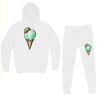 Cute Mint And Chocolate Ice Cream Cone Nature Hoodie & Jogger Set | Artistshot