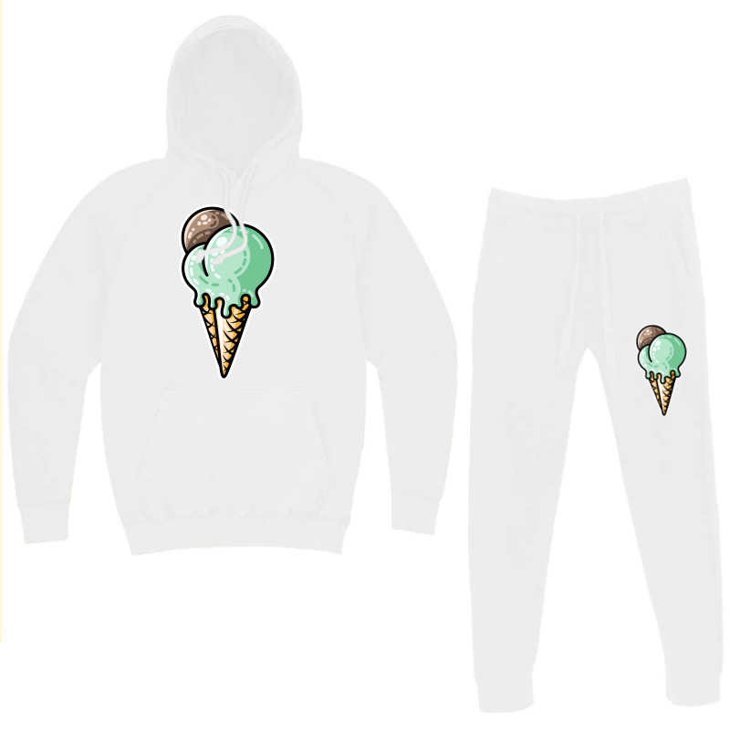 Cute Mint And Chocolate Ice Cream Cone Nature Hoodie & Jogger Set | Artistshot