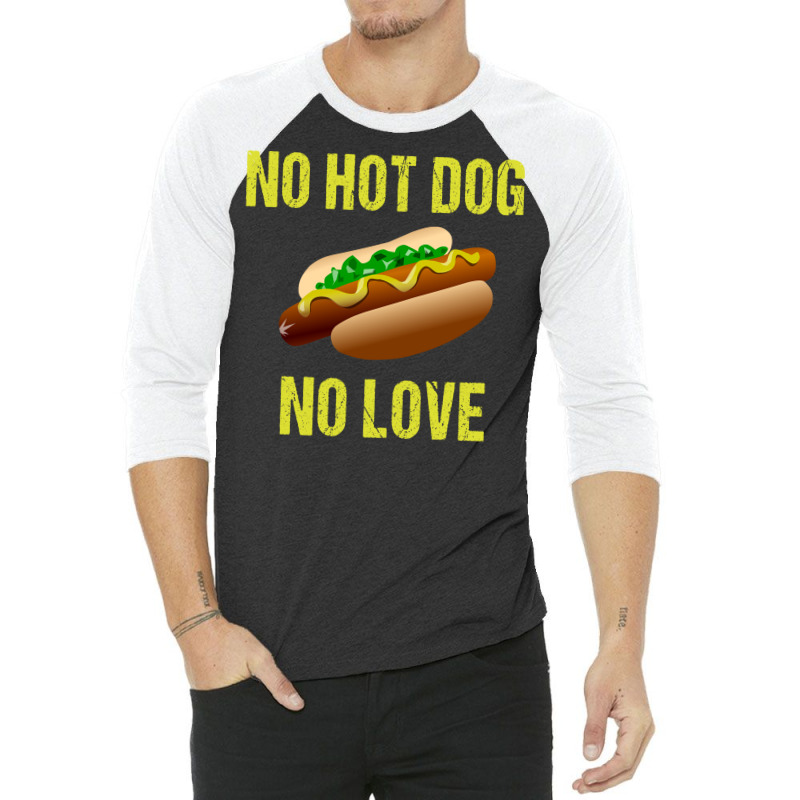 No Hot Dog No Love Yellow 3/4 Sleeve Shirt | Artistshot