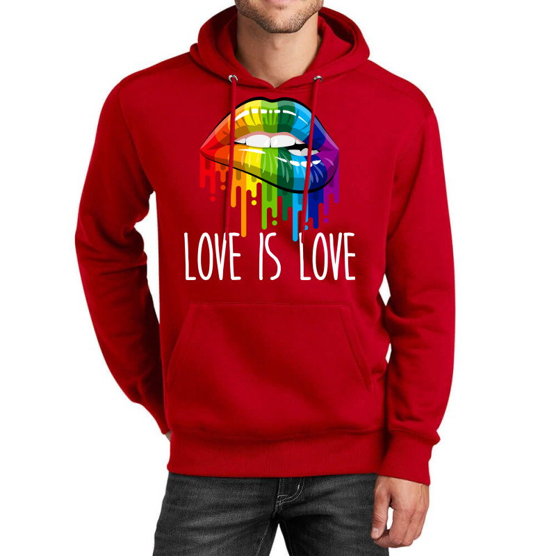 Love Is Love Rainbow Lips Lgbt Gay Lesbian Pride S Unisex Hoodie | Artistshot