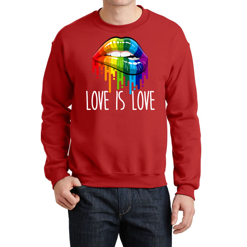 Love Is Love Rainbow Lips Lgbt Gay Lesbian Pride S Crewneck Sweatshirt | Artistshot