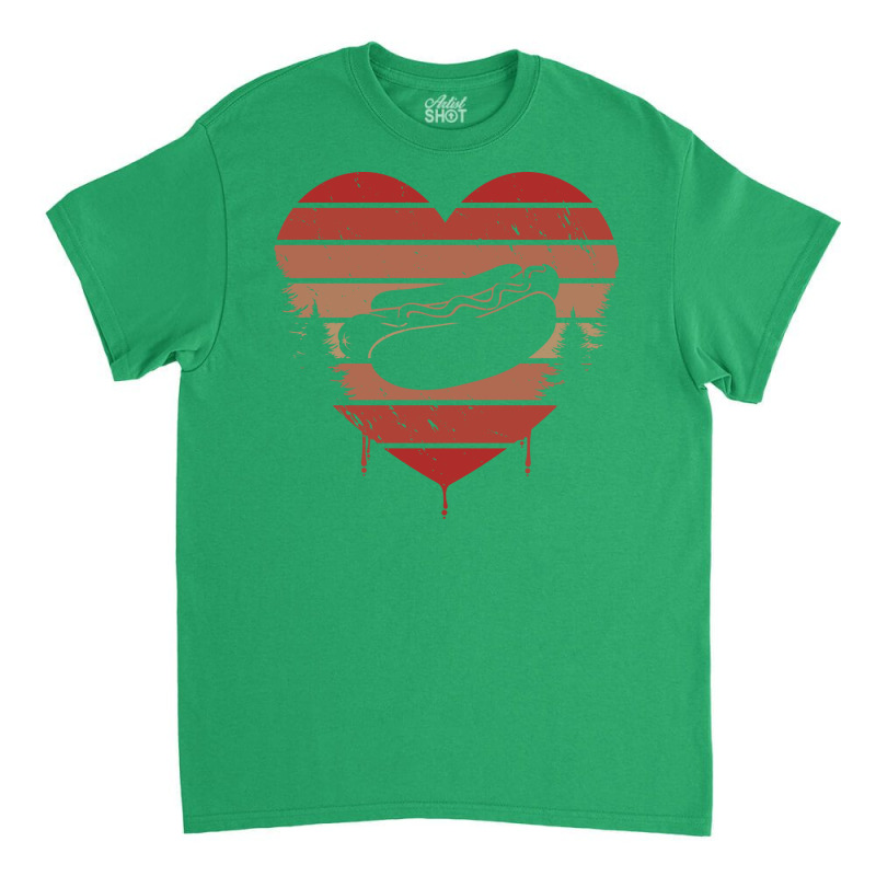 Cute Red Vintage Heart Hotdogs Valentine Day Love Classic T-shirt | Artistshot