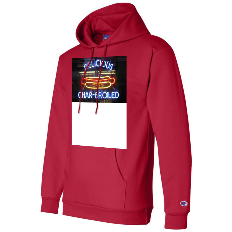 Hot Dog Neon Quote Champion Hoodie | Artistshot