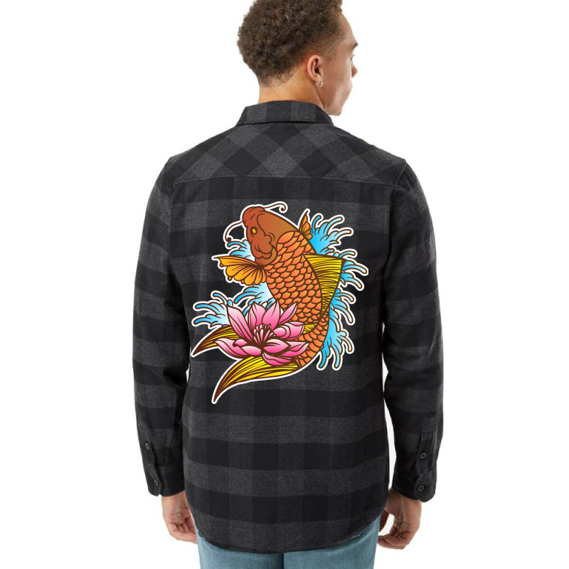 Koi Fish Cool Japanese Tattoo Jinli Japan Coi Carp Flannel Shirt by sbusiozald | Artistshot