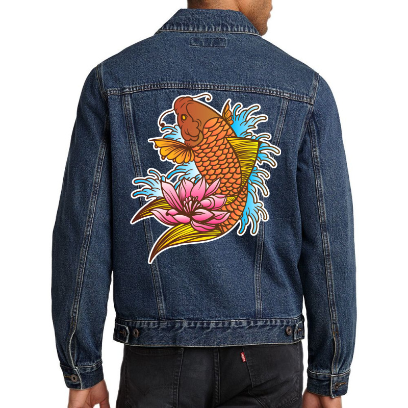 Koi Fish Cool Japanese Tattoo Jinli Japan Coi Carp Men Denim Jacket by sbusiozald | Artistshot