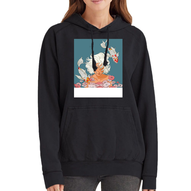 Koi Fish Girl Under The Water Aesthetic Vintage Hoodie | Artistshot