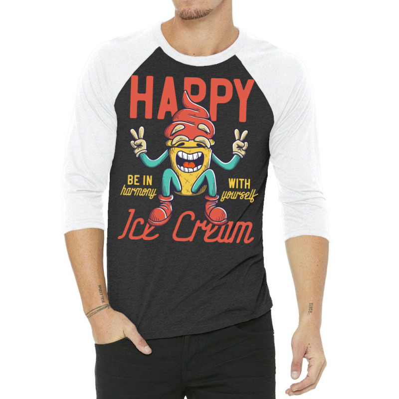 Ice Cream Cone Figure Happy Love 3/4 Sleeve Shirt by houkealgdals | Artistshot