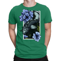 Koi Fish Swimming Through Water And Flowers Silver T-shirt | Artistshot