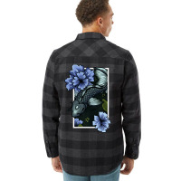 Koi Fish Swimming Through Water And Flowers Silver Flannel Shirt | Artistshot