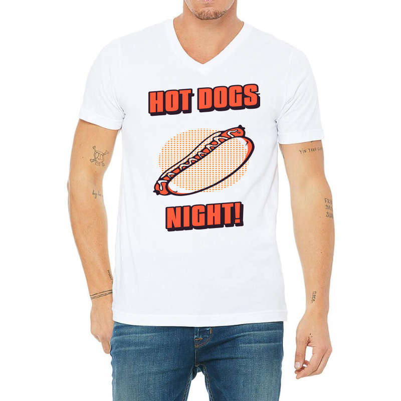 Hot Dogs Night Yellow V-neck Tee | Artistshot