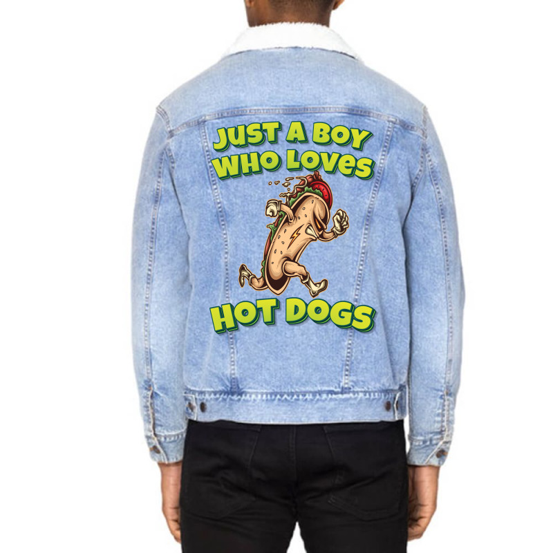 Just A Boy Who Loves Hot Dogs Music Unisex Sherpa-lined Denim Jacket | Artistshot