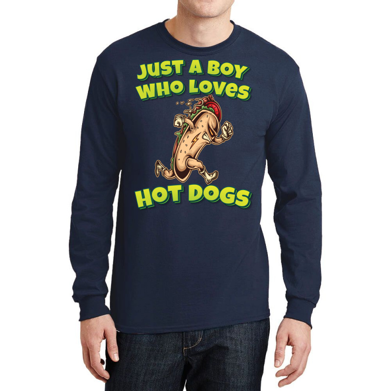 Just A Boy Who Loves Hot Dogs Music Long Sleeve Shirts | Artistshot