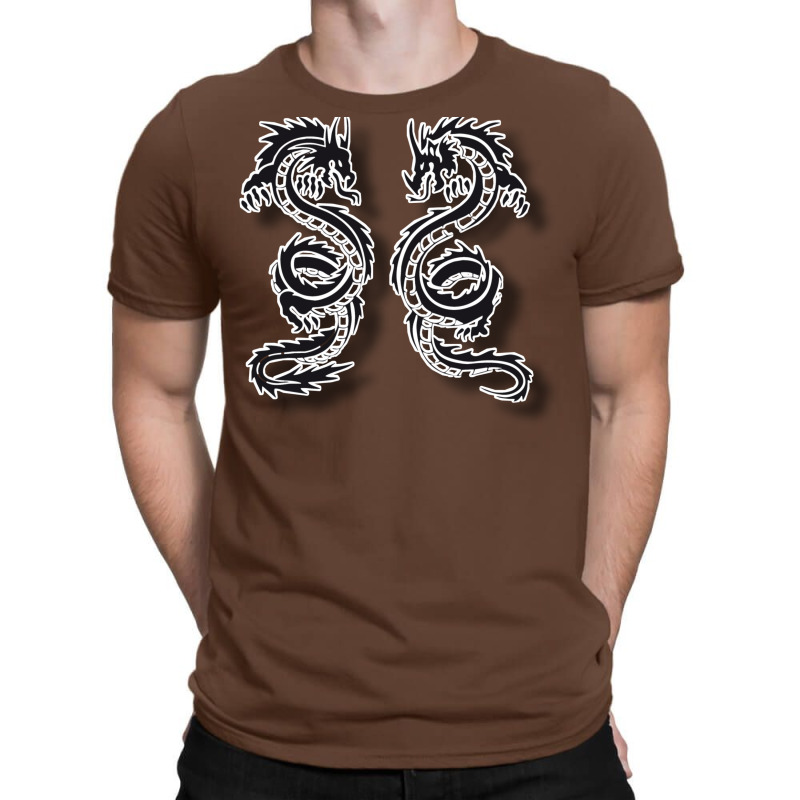 Beautiful Decorative Drawing For Two Dragons T-shirt | Artistshot