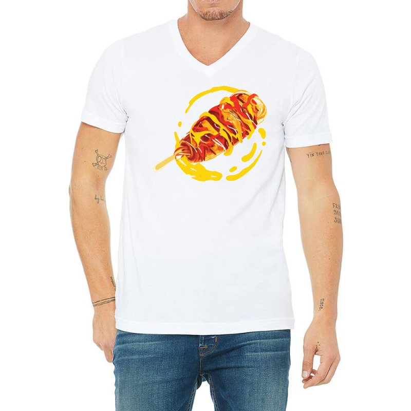 Korean Corn Dog Snack Of South Korea Fun Foodie St V-neck Tee | Artistshot