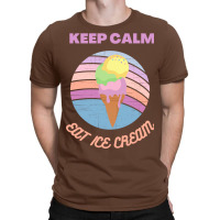 Keep Calm And Eat Ice Cream Yellow 70s T-shirt | Artistshot