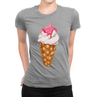 Egg Bubble Waffle Vanilla Ice Cream With Strawberr Ladies Fitted T-shirt | Artistshot