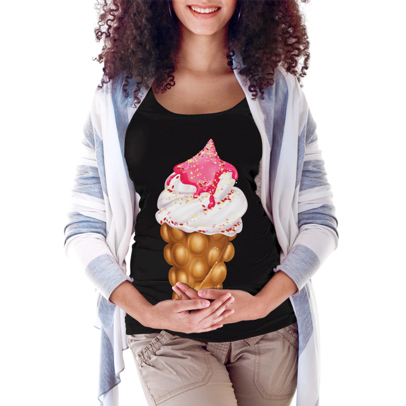 Egg Bubble Waffle Vanilla Ice Cream With Strawberr Maternity Scoop Neck T-shirt by pirtamrieksv | Artistshot