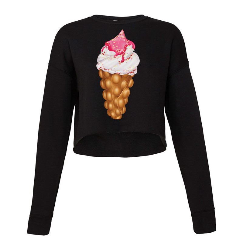 Egg Bubble Waffle Vanilla Ice Cream With Strawberr Cropped Sweater by pirtamrieksv | Artistshot