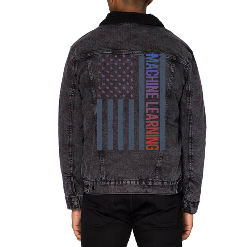 American Flag Machine Learning Nostalgia Unisex Sherpa-lined Denim Jacket | Artistshot