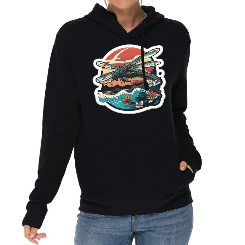 Dragon Fly In Kanagawa Wave Lightweight Hoodie | Artistshot