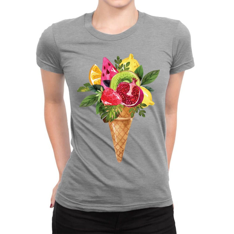 Summer Fruit Cone Bouquet Trending Ladies Fitted T-Shirt by battsmilbiau | Artistshot