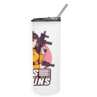 Girl With Guns Anime Humor Skinny Tumbler | Artistshot