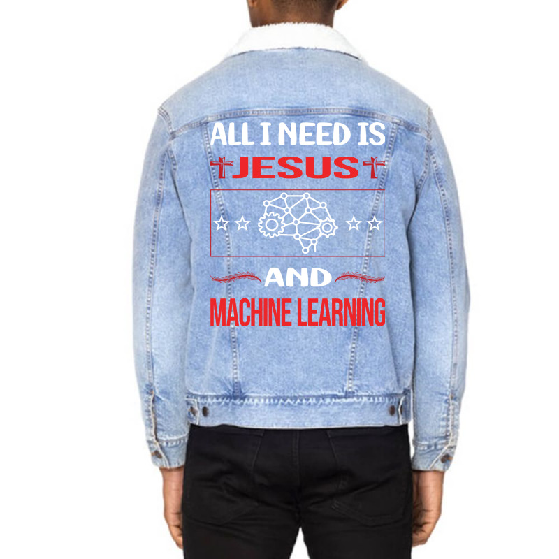 Funny Jesus Machine Learning Aesthetic Unisex Sherpa-lined Denim Jacket | Artistshot