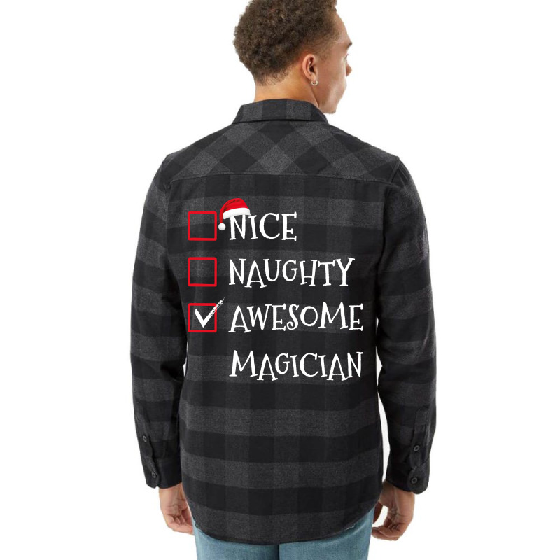 Nice Naughty Awesome Magician Santa Christmas List Flannel Shirt | Artistshot