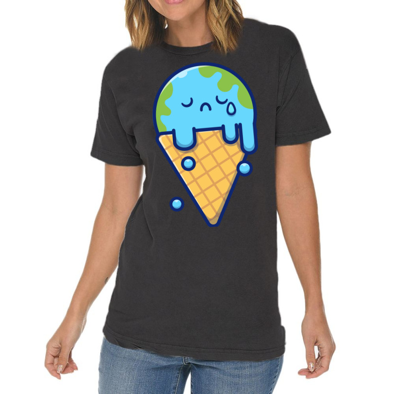 Cute Ice Cream Earth Melting Music Vintage T-Shirt by doveriilskeh | Artistshot