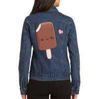 Cute Chocolate Coated Vanilla Ice Cream Nature Ladies Denim Jacket | Artistshot