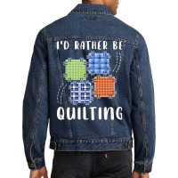 Id Rather Be Quilting Yellow Men Denim Jacket | Artistshot