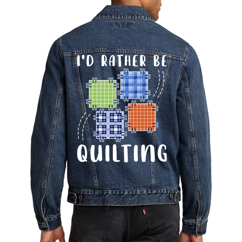 Id Rather Be Quilting Yellow Men Denim Jacket | Artistshot