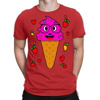 Kawaii Funny Strawberry Ice Cream Face Travel T-shirt | Artistshot