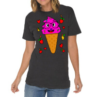 Kawaii Funny Strawberry Ice Cream Face Travel Vintage T-shirt | Artistshot