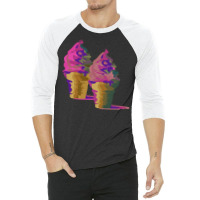 Multi Colored Ice Cream Hipster 3/4 Sleeve Shirt | Artistshot