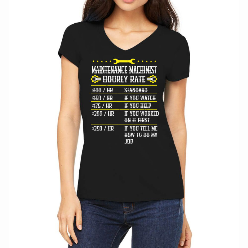 Machining Maintenance Machinist Hourly Rate Yellow Women's V-Neck T-Shirt by sukyinamroz4 | Artistshot