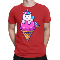 Cute Unicorn On Ice Cream Cone Cartoon Cute T-shirt | Artistshot