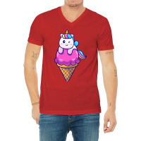 Cute Unicorn On Ice Cream Cone Cartoon Cute V-neck Tee | Artistshot