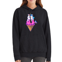 Cute Unicorn On Ice Cream Cone Cartoon Cute Vintage Hoodie | Artistshot