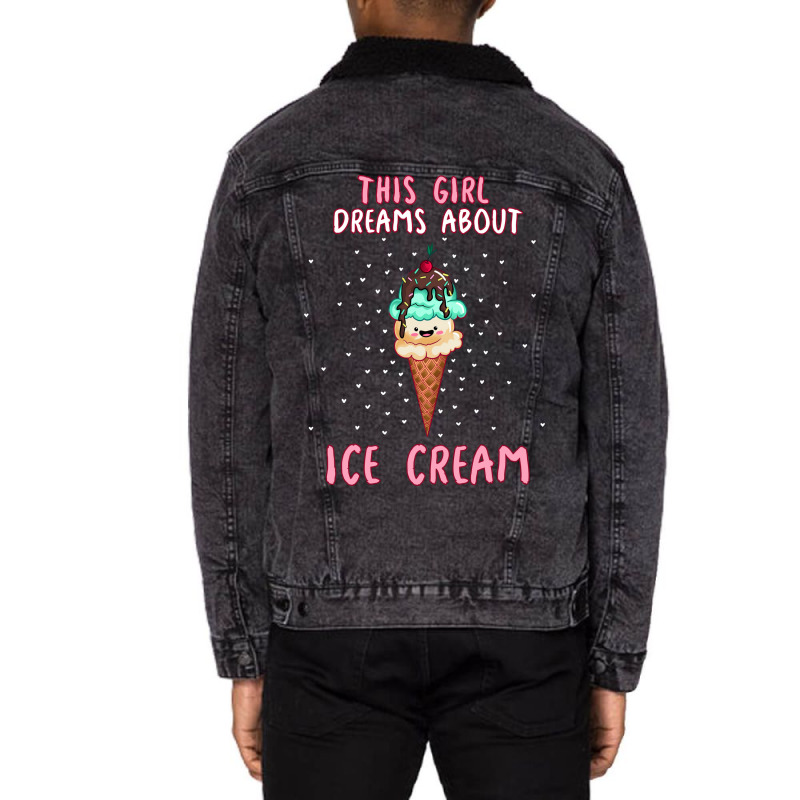 This Girl Dreams About Ice Cream Tumblr Unisex Sherpa-Lined Denim Jacket by shabnajianxiq | Artistshot