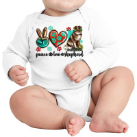 Peace Love Australian Shepherd Long Sleeve Baby Bodysuit | Artistshot