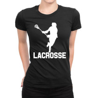 Lacrosse Players Throw Cue Ball Lax Crossstick (15 Ladies Fitted T-shirt | Artistshot