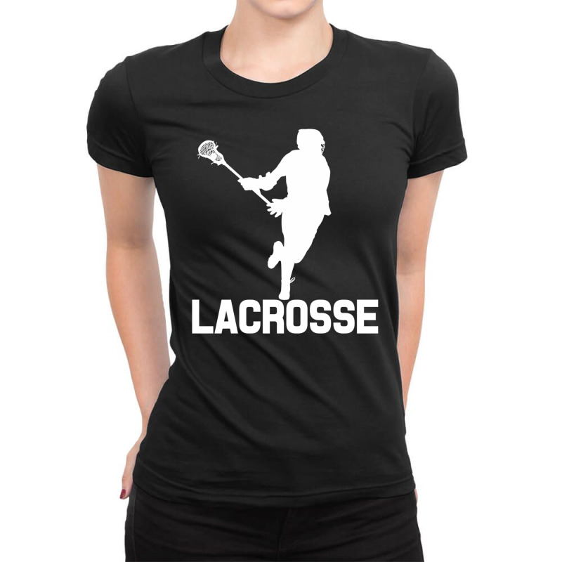 Lacrosse Players Throw Cue Ball Lax Crossstick (15 Ladies Fitted T-Shirt by ChuArt. | Artistshot