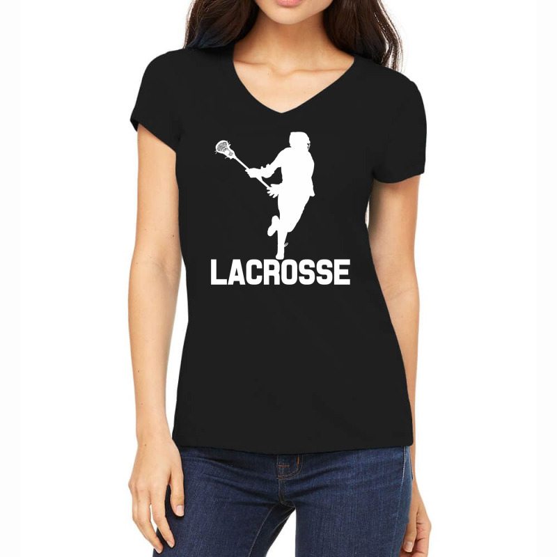 Lacrosse Players Throw Cue Ball Lax Crossstick (15 Women's V-Neck T-Shirt by ChuArt. | Artistshot