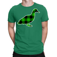 Duck Green Plaid Pattern Christmas Pajama Funny Gi T-shirt | Artistshot