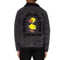 Ducks Doing Cute Things Summer Retro Unisex Sherpa-lined Denim Jacket | Artistshot