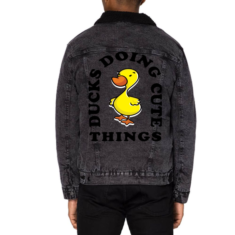 Ducks Doing Cute Things Summer Retro Unisex Sherpa-Lined Denim Jacket by bonitamella8 | Artistshot