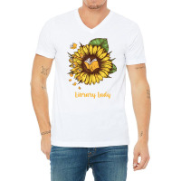 Library Lady Sunflower Library Lady V-neck Tee | Artistshot