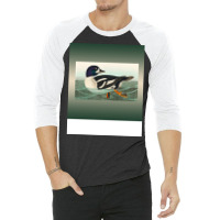 Common Goldeneye Duck Birder Antique Look Birding 3/4 Sleeve Shirt | Artistshot