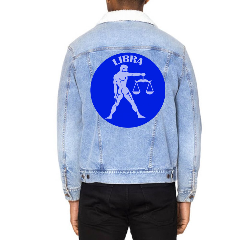 Libra Astrology Zodiac Sign Libra Man Holding Scal Unisex Sherpa-lined Denim Jacket | Artistshot